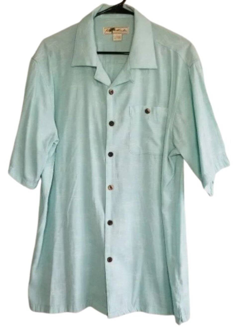 Joe Marlin Tropical Light Blue Shirt Palm Trees Large Coastal